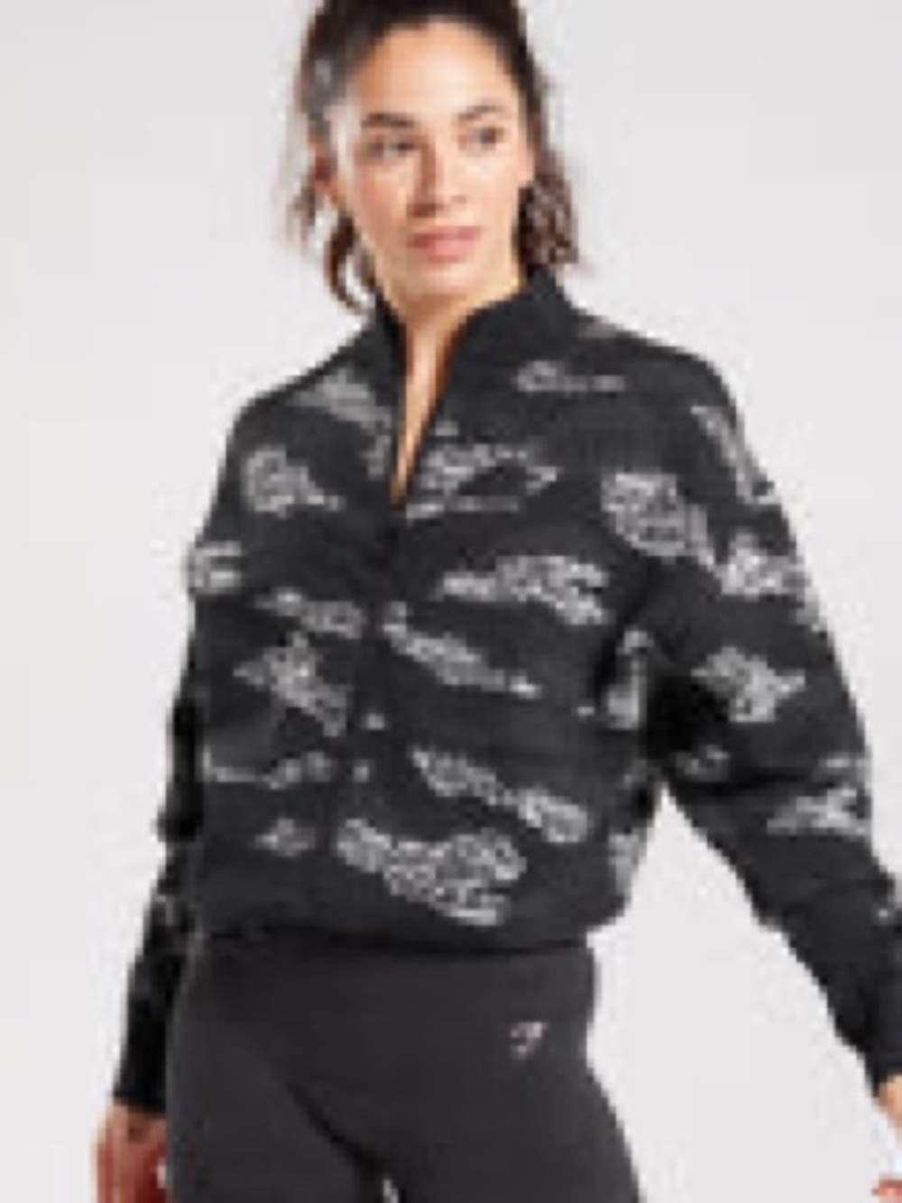 Gymshark Black Bomber Jacket with White Pattern